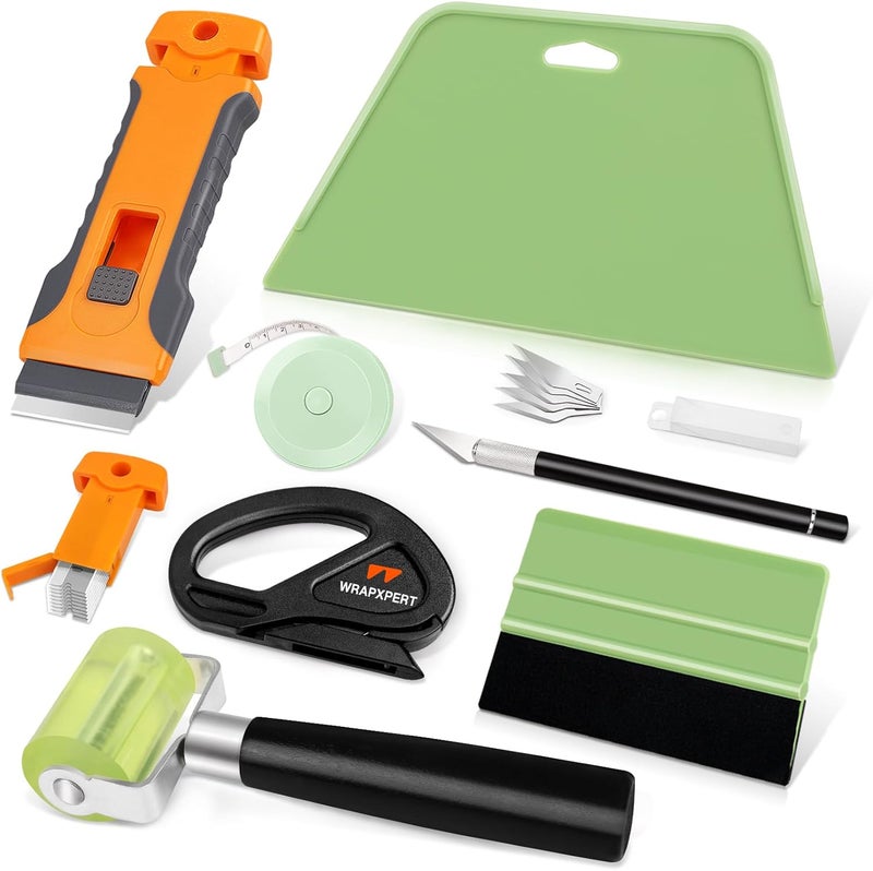 WRAPXPERT Wallpaper Tools Wallpaper Smoothing Tool Kit with Felt Squeegee,Seam Roller,Razor Scraper,Wrapping Paper Cutter for Peel and Stick Contact Paper,Vinyl Backsplash Tile,Bathroom,Window Film - Image 1